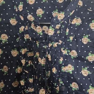 Elegant Floral Navy Blouse